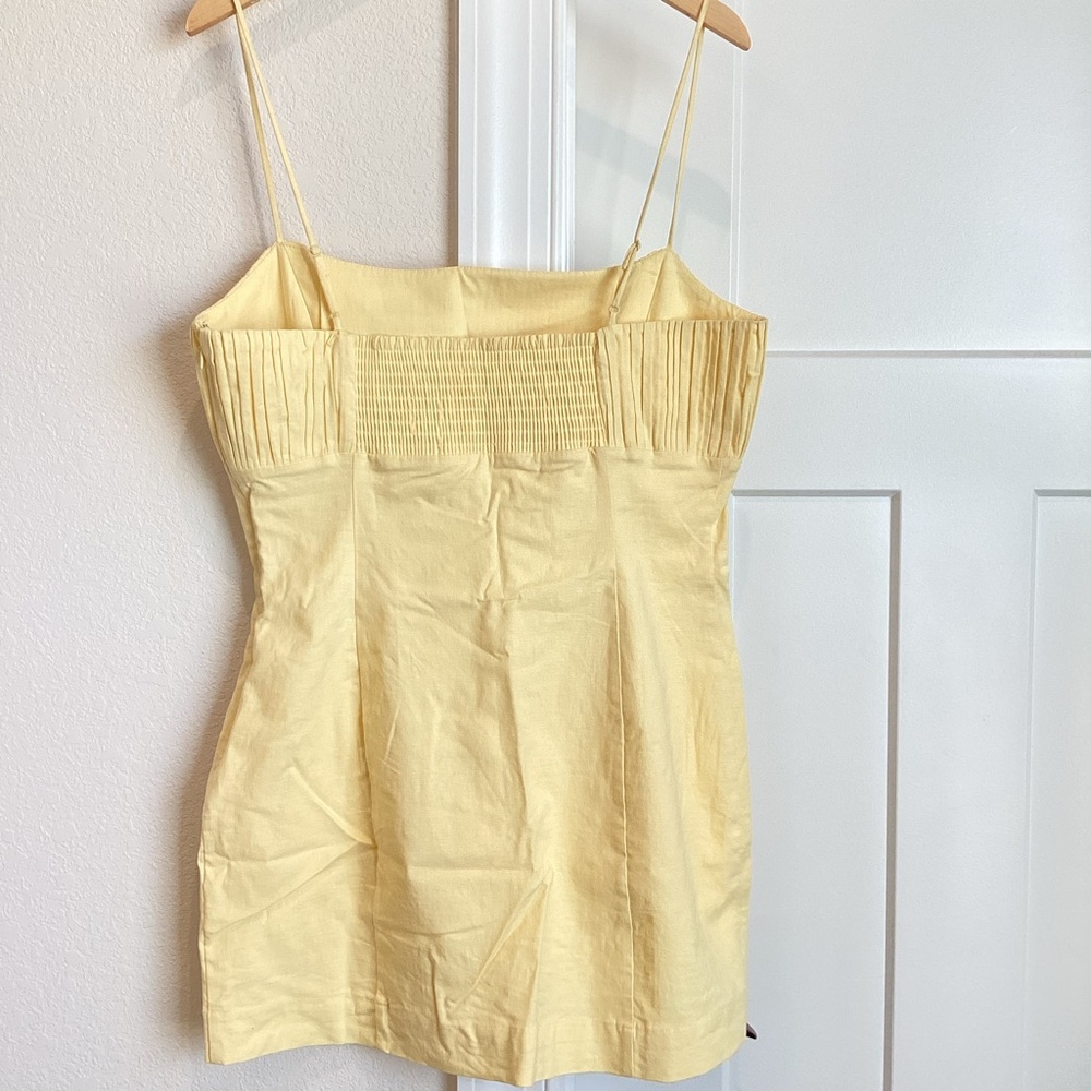 Anthropologie Sleeveless Linen Mini Dress Maeve Ophelia New 14 Butter Yellow - Picture 9 of 15